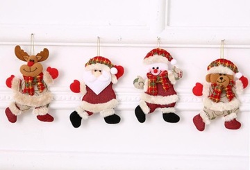 ЕЛОЧНЫЕ КУЛОНЫ, НАБОР УКРАШЕНИЙ: Мишка Тедди Олень Дед Мороз Снеговик 4 шт.