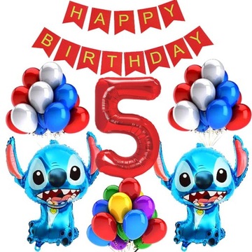 ZESTAW BALONÓW NA 5 URODZINY LILO&STITCH 49SZT