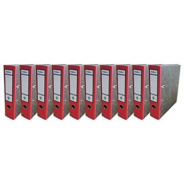 Segregator szeroki A4 75mm marmurkowy grzbiet czerwony EKOBOX biurowy 10szt