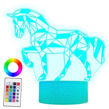 XL Lampka LED 3D 16 kolorów Koń + Pilot Imię Grawer