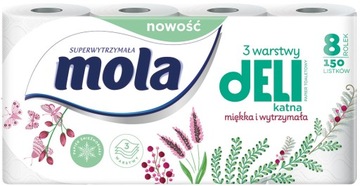 MOLA DELI PAPIER TOALETOWY DELIKATNY 3 WARSTWY 8 ROLEK