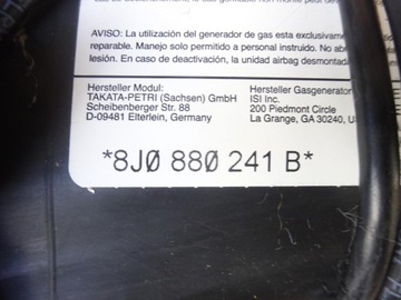 AUDI TT 8J 06-14 AIRBAG ULOŽENÍ VZDUCHOVÁ SEDADLA LEVÝ 8J0880241B