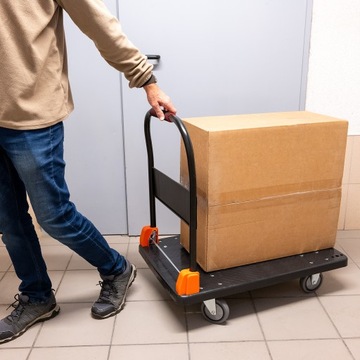 Транспортная тележка для складской платформы, платформа 300 кг, КОЛЕСА НА ПОДШИПНИКАХ