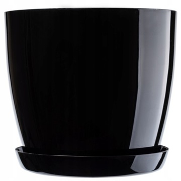 ЦВЕТОЧНЫЙ ГОРШОК С ПОДСТАВКОЙ ПЛАСТИКОВАЯ КРЫШКА ЦВЕТОЧНЫЙ ВАЗ 20см ЧЕРНЫЙ ДЛЯ ЦВЕТОВ KADAX