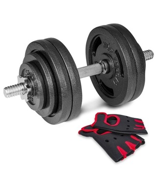 Чугунные гантели 1x30 кг, 30 мм, регулируемые зажимы для перекладины с желобками, перчатки
