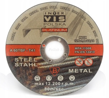 TARCZA TARCZE DO CIĘCIA METALU STALI 125X1 MOCNE 1szt.