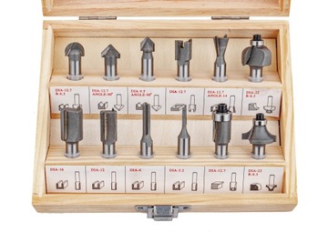 НАБОР РЕЗЦ ПО ДРЕВЕСИНЕ ПОДШИПНИКОВЫХ 12 шт.