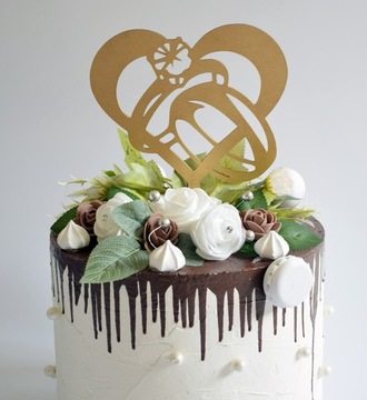 Топпер для свадебного торта, муж, жена, обручальные кольца с бриллиантами