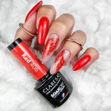 Гибридный лак для ногтей Claresa RED Интенсивный красный 406