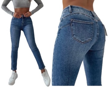 Jeansy spodnie damskie modelujące push up M Sara proste S/M 28 rozmiary
