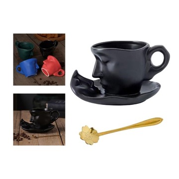 3D Ludzka Twarz Całowanie Kubek Tabeli Sztuka Filiżanka Herbaty I