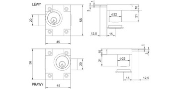 МЕБЕЛЬНЫЙ ЗАМОК ДЛЯ ЯЩИКА ШКАФА LOB ZMB2, ПРАВЫЙ