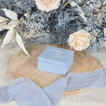 Большая Коробка для КОНВЕРТОВ + ОБРУЧАЛЬНЫХ КОЛЬЦОВ пыльно-синяя свадьба СВАДЬБА