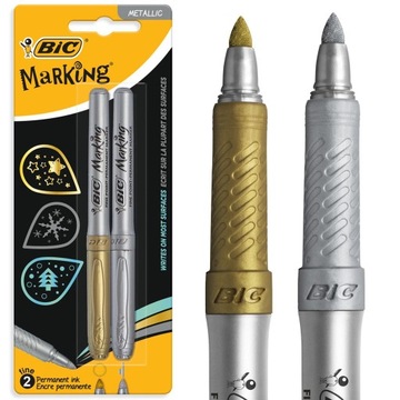 BIC MARKER PERMANENTNY METALLIC ZŁOTY I SREBRNY X2
