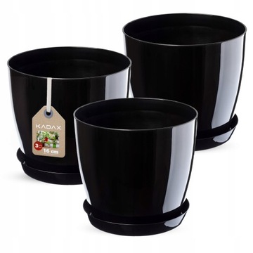 3x DONICZKA 16cm OSŁONKA Z PODSTAWKĄ CZARNA