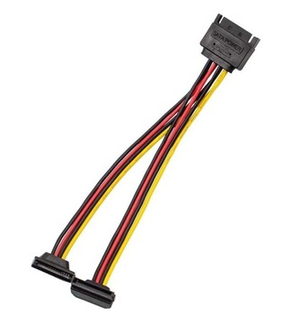Кабель питания SATA (M) -> 2xSATA(F), изогнутый