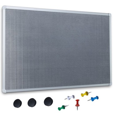 Tablica Magnetyczna Aluminiowa Szara Rama 120x90 cm Magnesy Pinezki Gratis