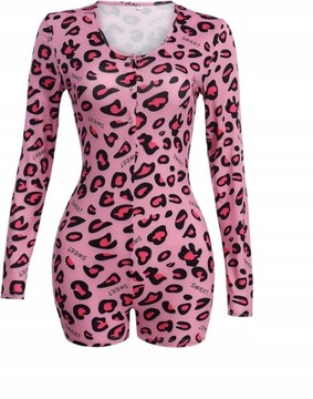 ЦЕЛЬНАЯ ПИЖАМА С ШОРТАМИ НА МОЛНИИ ПЛОТНЫЙ СПАЛЬНЫЙ КОСТЮМ - L