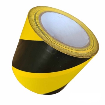 SAMOPRZYLEPNA TAŚMA OSTRZEGAWCZA ŻÓŁTO-CZARNA BHP 100mm x 33m Super Mocna