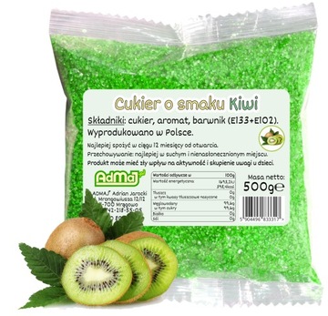 Cukier 0,5kg Do Waty Cukrowej Kiwi Zielony 500g Saszetka Kolorowy