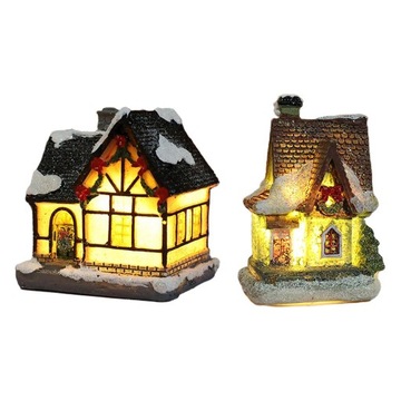 2x Christmas Snow House LED Miniaturowa wioska