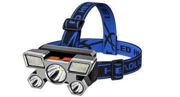 MOCNA LATARKA CZOŁOWA LED AKUMULATOROWA USB - CZOŁÓWKA - 5 x LED