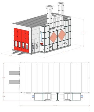Kabina lakiernicza12x5x5 z podstawą Komora Malarska samochodowa ABC Group