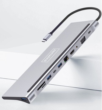 ДОК-СТАНЦИЯ-концентратор USB-C 11 в 1 VGA RJ45 SD HDMI 4K для Macbook Pro Air M1 M2