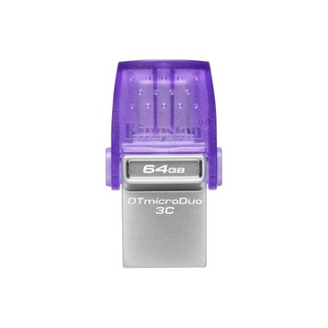 Флеш-накопитель Kingston DataTraveler microDuo 3C, 64 ГБ, 200 МБ/с, двойной USB-A + USB-C