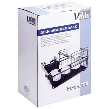 БОЛЬШОЙ СУШИЛЬНЫЙ СУШИЛЬНИК для посуды, тарелок, столовых приборов, 2-х ярусный, черный металл XXL