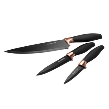 Zestaw 3x NÓŻ kuchenny Czarne do KROJENIA OSTRE Konighoffer Dark 3 el