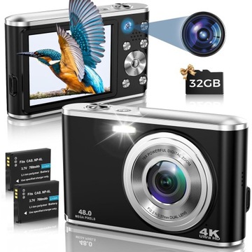APARAT CYFROWY 4K 2,8-CALOWY DUŻY EKRAN APARAT FOTOGRAFICZNY KOMPAKTOWY