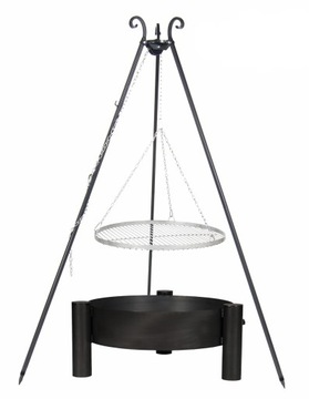 GRILL OGRODOWY WISZĄCY TRÓJNÓG PALENISKO 80CM