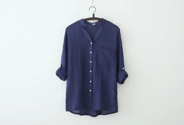 Elegant Feminine Shirts Cotton Linen Large Size Bl