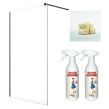 Kabina prysznicowa Walk-in czarna 155 UltraClear + pianka czyszcząca PinUp