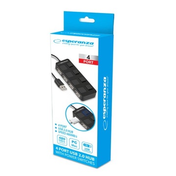 РАЗДЕЛИТЕЛЬ USB 2.0 ХАБ 4 ПОРТОВ Windows/Mac/Linux