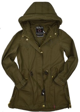 HK Nowa modna Khaki KURTKA Parka Wiosna - 158/164