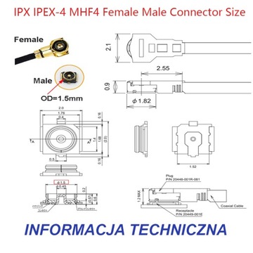 Розетка Pigtail MHF4-IPX4 / вилка UFL-IPX1 5см