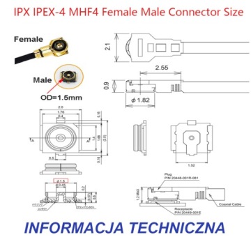 Вилка Pigtail MHF4-IPX4 / вилка UFL-IPX1 5 см