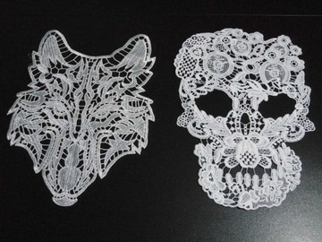 нашивка, аппликация, ЧЕРЕП, цветы, кружевная вышивка