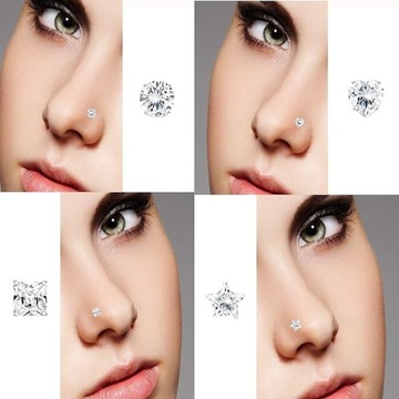 НАБОР СЕРЬГ В НОС ИЗ 4-Х СЕРЕБРЯНЫХ ПИРСИНГОВ 4 МОДЕЛИ SP04