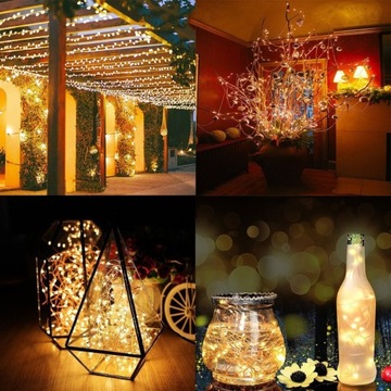 LAMPKI choinkowe DRUCIK diody NITKI ŁEZKI CIEPŁE ŚWIATŁO 15M 150 LED +TIMER
