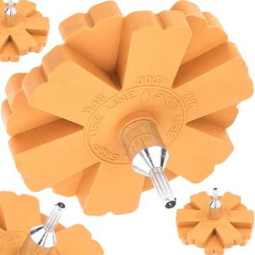 KRĄŻEK GUMOWY DO USUWANIA KLEJU TAŚM NAKLEJEK FELGI FELG WIERTARKĘ ADAPTER