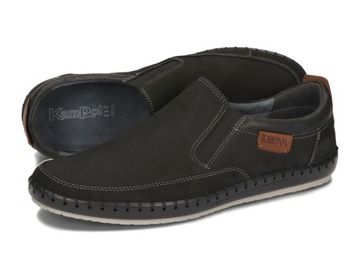 Кожаные мокасины Мужские слипоны Кожаные черные 51 Размер 40