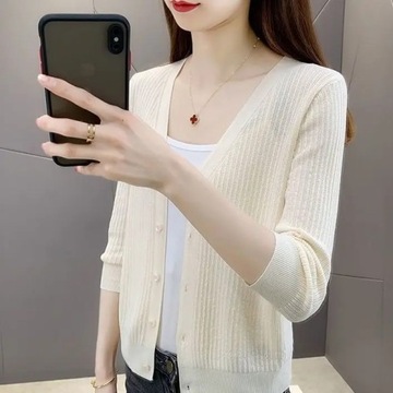 2023 Female Coat Tops Knitted Long Sleeve V-Neck S