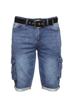 MĘSKIE KRÓTKIE SPODENKI - BOJÓWKI JEANS W46 PAS 124-126+