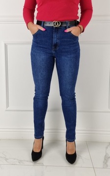 DAMSKIE SPODNIE JEANSOWE WYSZCZUPLAJĄCE Plus Size - Blue