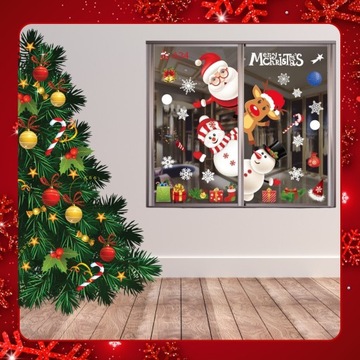 РОЖДЕСТВЕНСКИЕ НАКЛЕЙКИ НА ОКОННОЕ СТЕКЛО РОЖДЕСТВЕНСКИЕ УКРАШЕНИЯ СНЕЖИНКИ ПОДАРОК ​​САНТА-КЛАУСУ