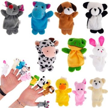 PACYNKI PLUSZOWE PALCZATKI 10SZT. ZWIERZĄTKA ZOO ZESTAW PACYNEK NA PALCE