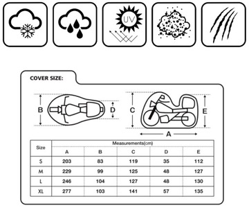 КРЫШКА ДЛЯ МОТОЦИКЛА, СКУТЕР, МОТОР С СЕНСОРОМ, РАЗМЕР-L